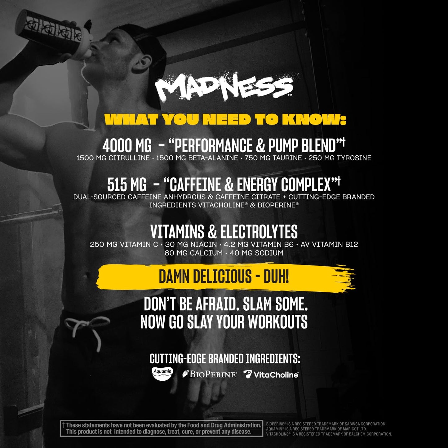 Mutant Madness | Pre Workout Powder Performance and Pump Blend Includes L-Citrulline, Beta-Alanine, Taurine, L-Tyrosine (Lemonade)