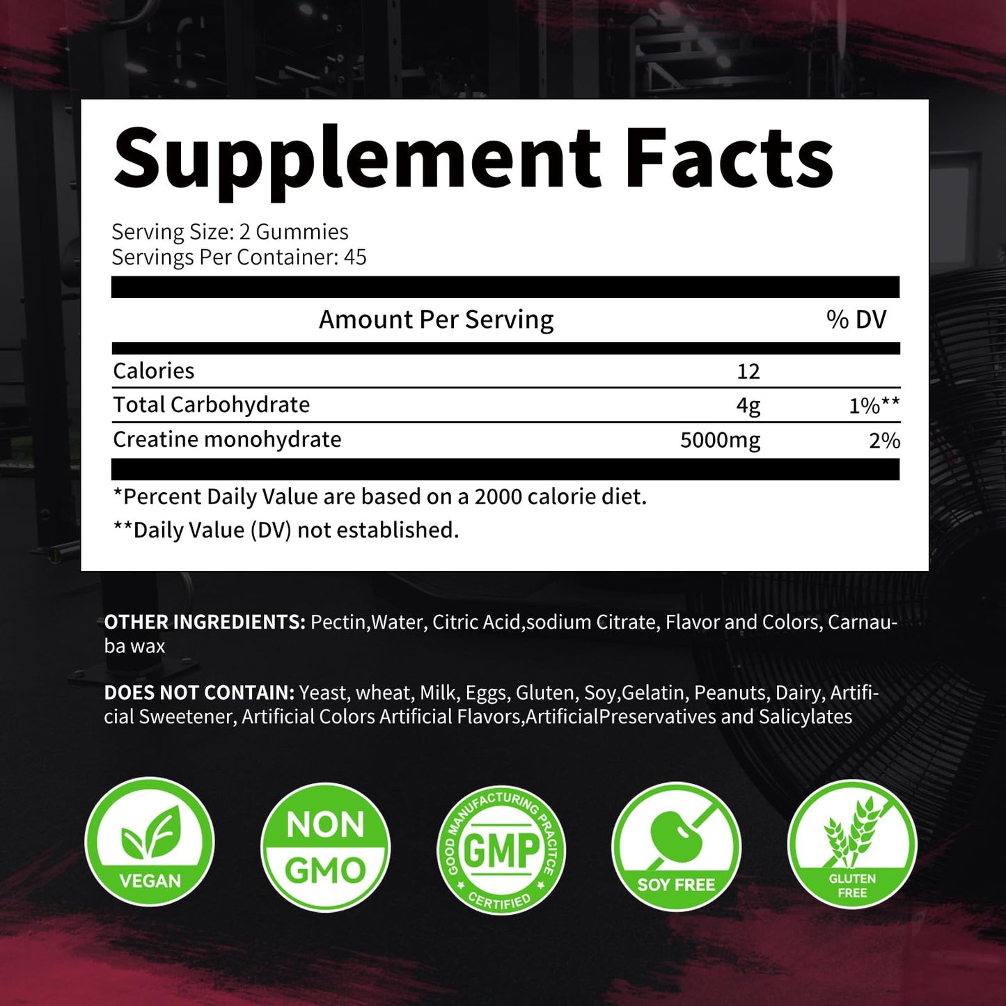 ElevateLife Creatine Monohydrate Gummies 5000mg for Men & Women, Chewables Creatine Monohydrate for Muscle Strength, Muscle Builder, Energy Boost, Pre-Workout Supplement-90 WatermelonGummies