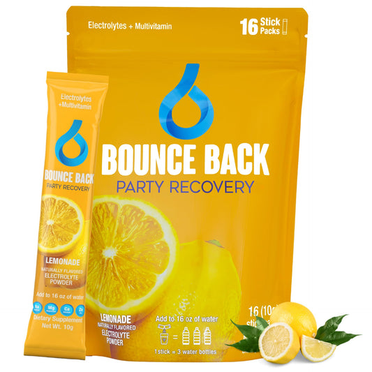 Pre and Post Drinking Liver Support for Morning Recovery | Electrolyte + Vitamins and Mineral Hydration Packs | Perfect After a Night Out | Vacation and Travel Essential (16 Pack, Lemonade)
