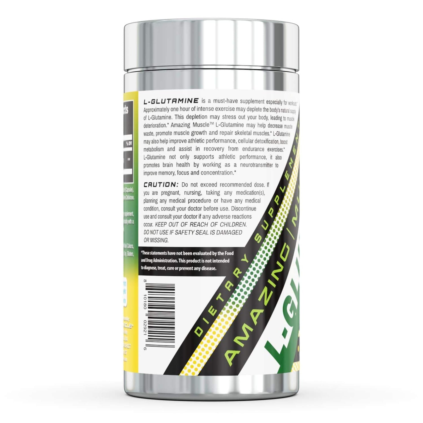 Amazing Muscle L-Glutamine Supplement - 500mg 120 Capsules Per Bottle - Promotes Workout Recovery, Supports The Immune System & Muscle Maintenance