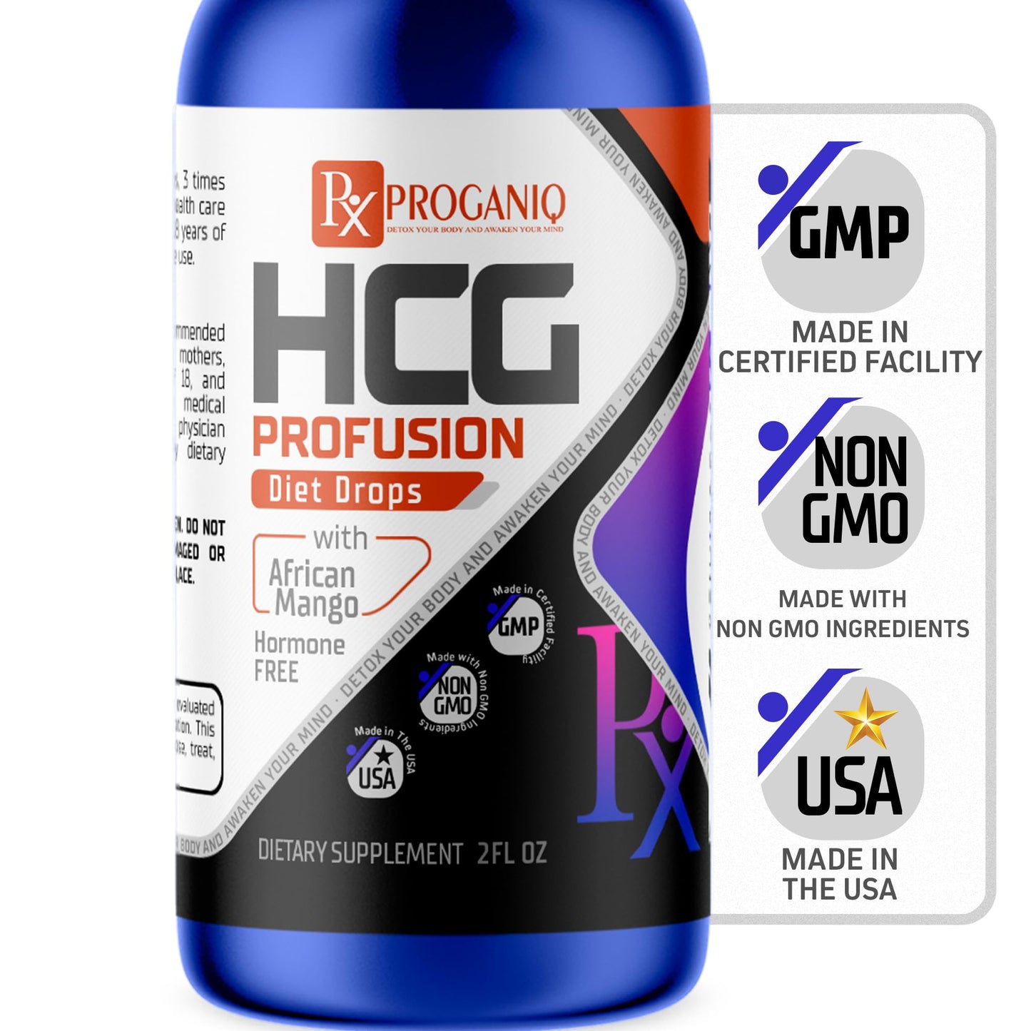 X PROGANIQ Profusion HCG Drops - Advanced Weight Management Formula with African Mango - Hormone Free Drops for Women & Men - Made in The USA - HCG Drops for Weight Management - 30 Day Supply