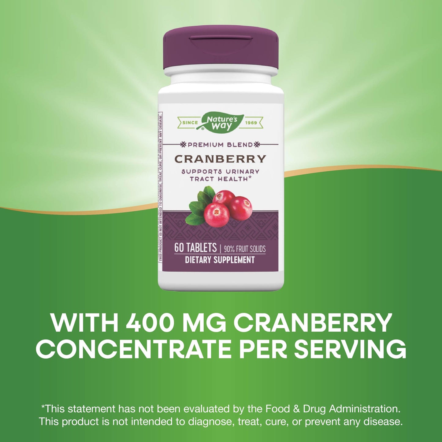 Nature's Way Premium Blend Cranberry, Urinary Tract Health Support* Supplement with Vitamin C, 60 Tablets