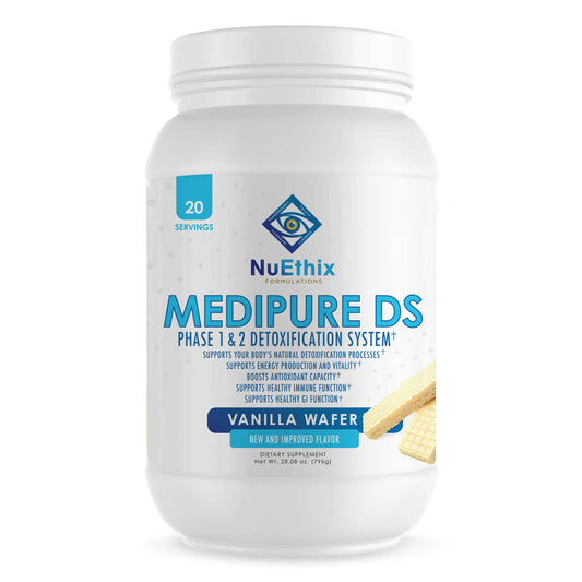 NuEthix Formulations Medipure DS with Pea Protein Phase 1 & 2 Detoxification System, Supplement to Help Support The Body’s Natural Detoxification Process, Vanilla Wafer (Non-Caffeinated), 20 Servings