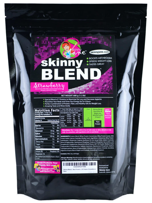 Skinny Blend | Best Tasting High Protein Shake for Women | Low Carb & Keto Friendly Meal Replacement | Satisfy Hunger & Boost Energy | Delicious Smoothie Flavor | 30 Shakes - Strawberry