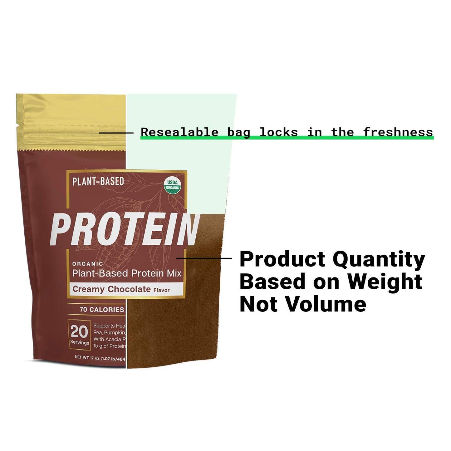 Essential Elements Pea Protein Powder - Creamy Chocolate | Low-carb Plant-Based Vegan Blend - Keto-Friendly and Gluten-Free | 40 Servings