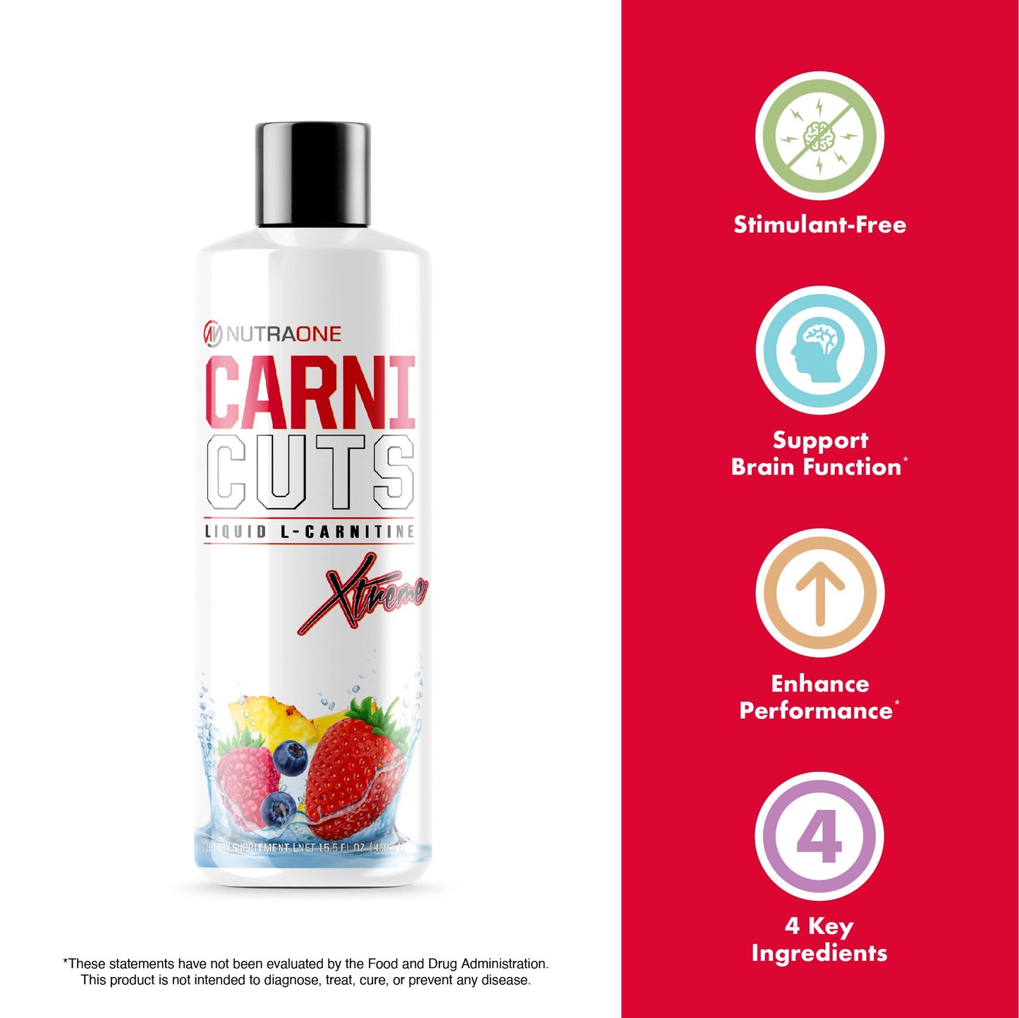 NutraOne Carnicuts Xtreme, L-Carnitine Liquid Supplement Stimulant Free (Pineapple - 31 Servings)*