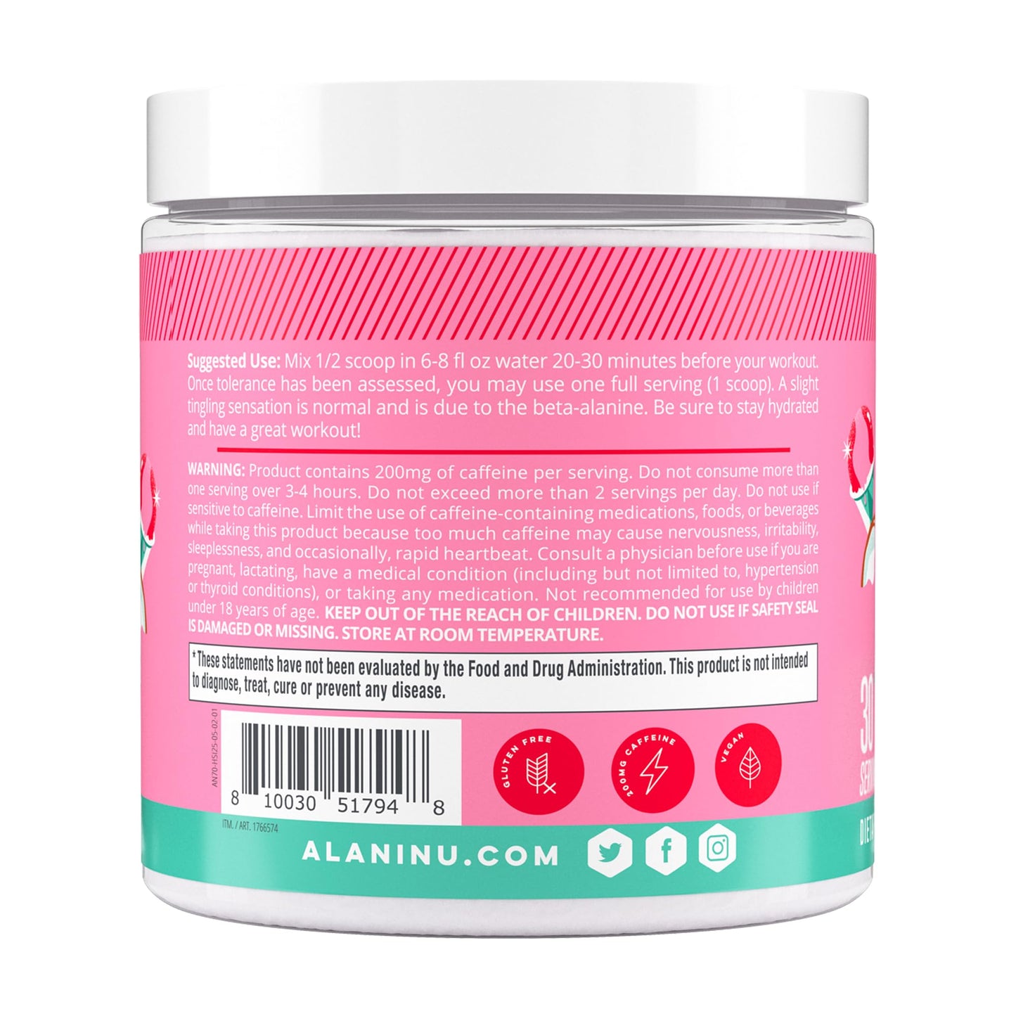 Alani Nu Pre Workout Powder Hawaiian Shaved Ice | Amino Energy Boost | Endurance Supplement | Sugar Free | 200mg Caffeine | L-Theanine, Beta-Alanine, Citrulline | 30 Servings