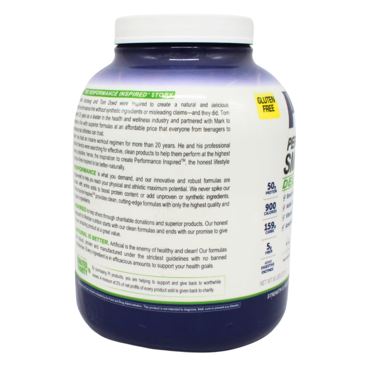 Performance Inspired Nutrition Smart Mass Gainer - 50G Protein, 900 Calories, Creatine, L-Glutamine & Digestive Enzymes - Muscle Growth & Recovery - Vanilla Bean Ice Cream - 6 lb