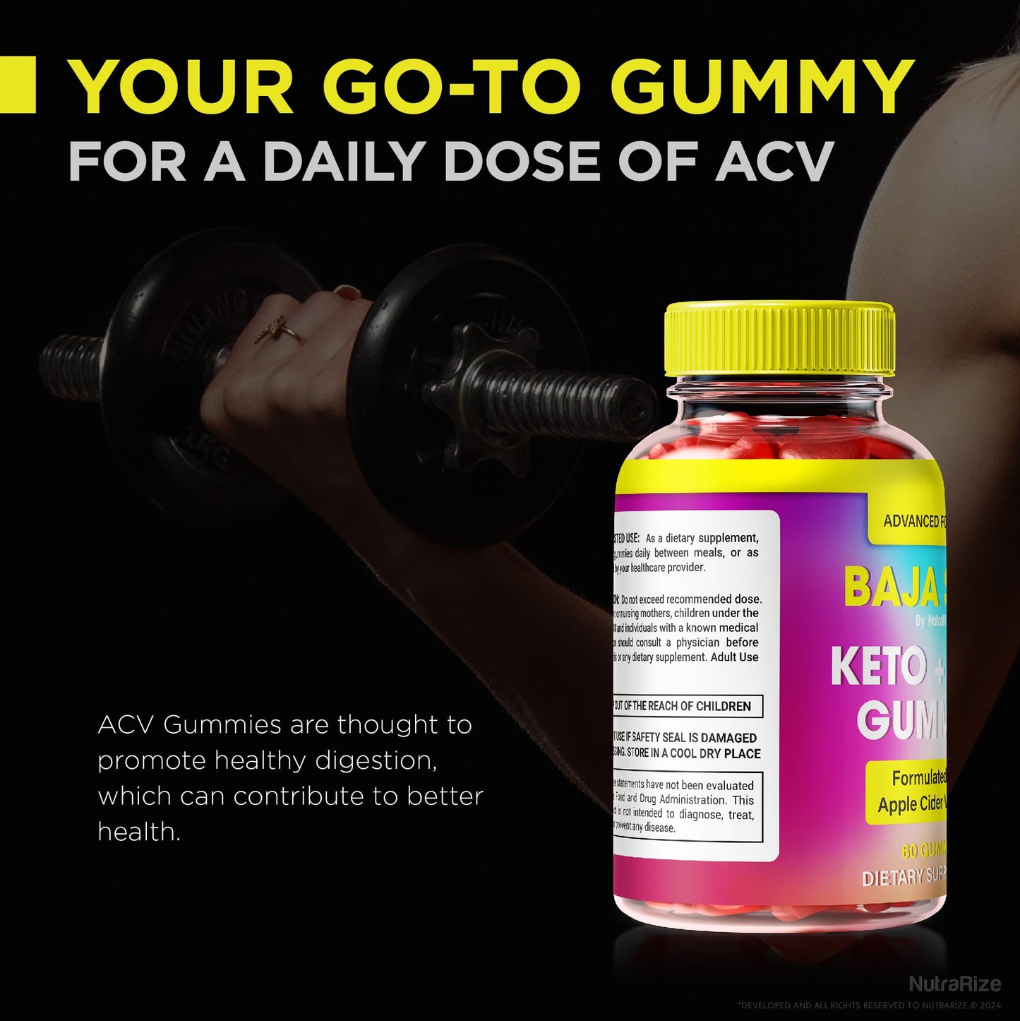 (3 Pack) Baja Slim Keto Gummies, Official BajaSlim Keto Plus ACV Gummies, All- Natural Apple Cider Vinegar, Premium Baja Slim Keto+ACV Gummy, Baja Slim Keto Gomitas Review (180 Gummies)