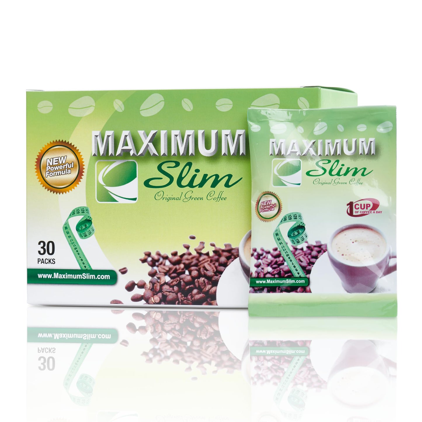 Maximum Slim Original Green Coffee -Premium 4-in-1 Formula with Natural Herbal Extracts for Energy & Vitality. Creamy & Delicious for Maximum Satisfaction. No Messy Side Effects-Made in the USA-30 Ct