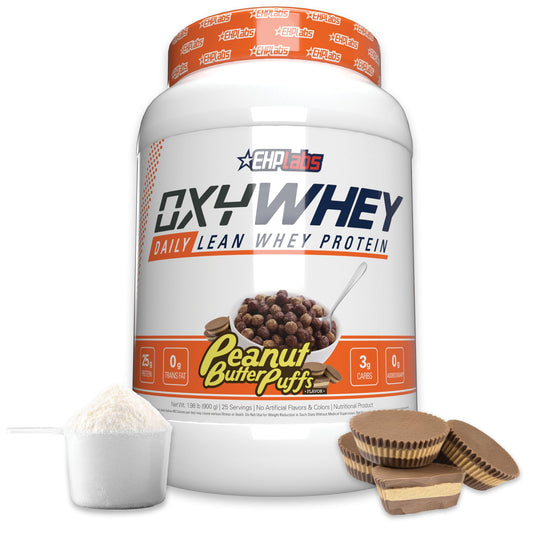 EHP Labs OxyWhey Whey Protein Isolate Powder - 25g of Whey Isolate Protein Powder, Meal Replacement Shake, Sugar Free Protein Powder - 25 Serves (Peanut Butter Puffs)
