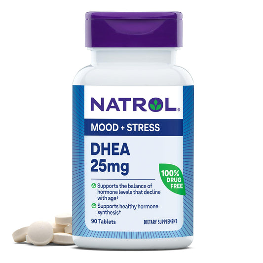 Natrol Mood & Stress DHEA 25mg, Supplement for Balance of Hormone Level, 90 Tablets, 90 Day Supply