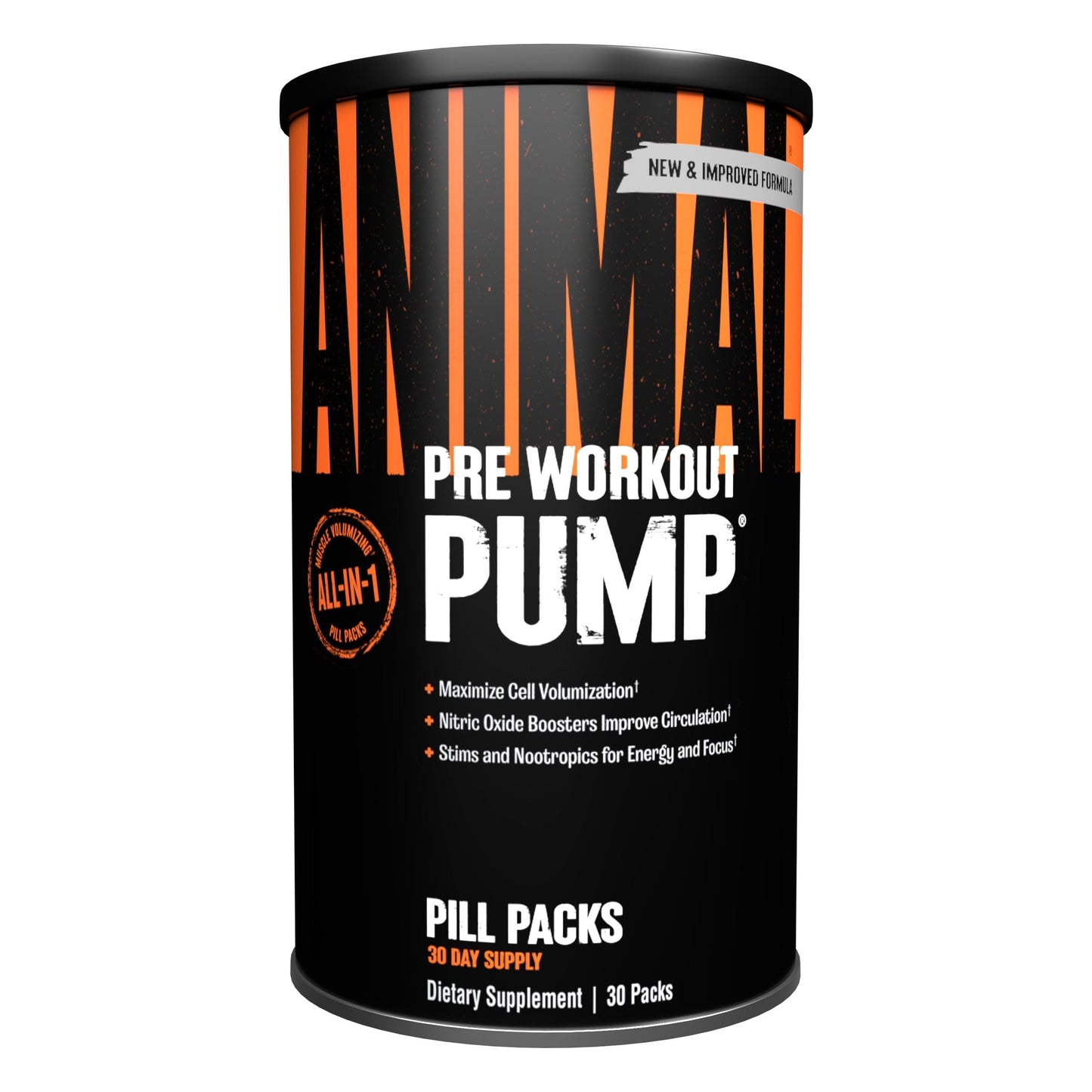 Animal Pump Pre-Workout Supplement - for Energy, Focus and Muscle Volumizing, with Nitric Oxide Boosters Including Stims and Nootropics, Creatine, and Ultimate Pump Enhancer, 30 Packs