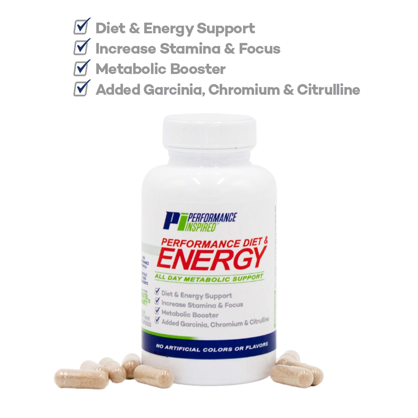 PERFORMANCE INSPIRED Nutrition Diet & Energy Capsules - Natural Green Coffee, Garcinia Cambogia & Green Tea - Supports Energy & Metabolism - 60 Count