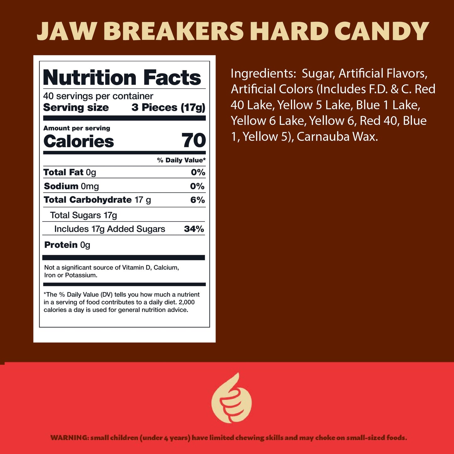Jawbreakers Hard Candy Assorted Fruit Flavors Individually Wrapped 24Ounce Pack
