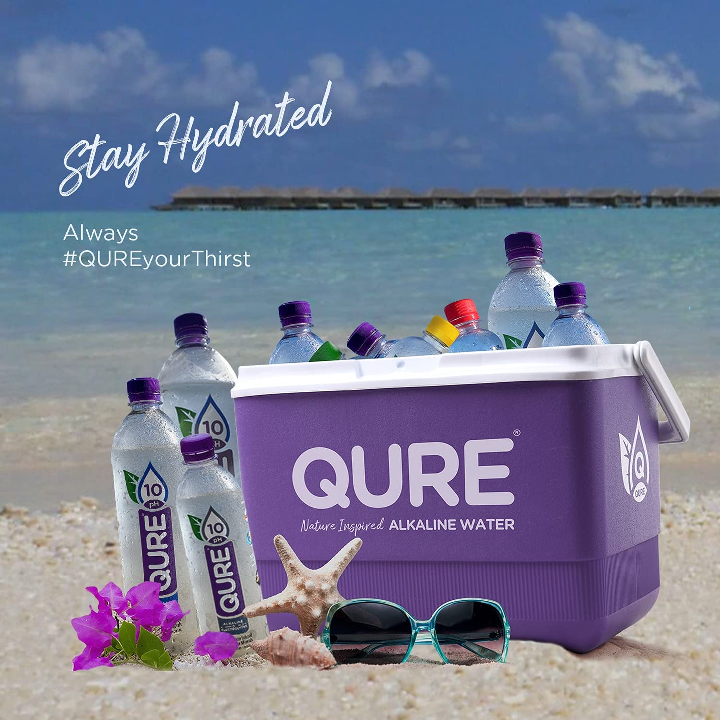 QURE Water Premium 10 pH Ionized Alkaline Bottled Water Silky Smooth Taste Infused with Electrolytes 169 fl oz 500 mL Pack of 24