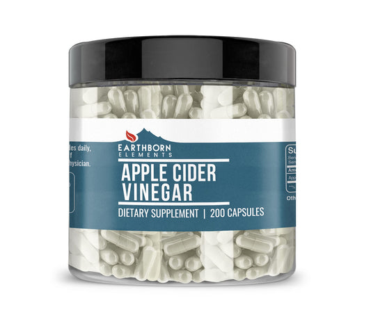 Earthborn Elements Apple Cider Vinegar 200 Capsules, Pure & Undiluted, No Additives