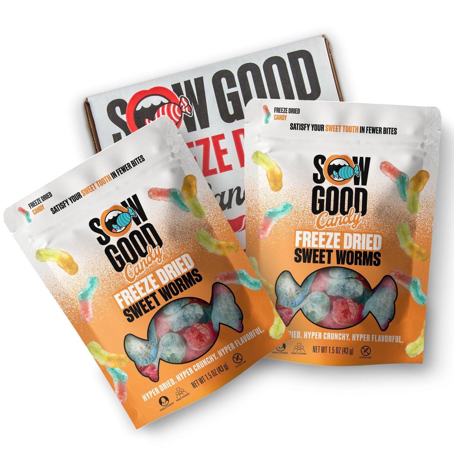 Sow Good Freeze Dried Candy Sweet Worms 2 Pack Perfect for Snacking  Kids Parties