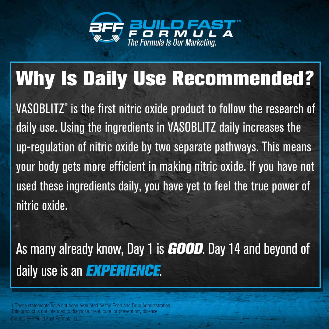 VASOBLITZ Award Winning Dual Nitric Oxide Pre Workout with NO3T Arginine Nitrate,L-Citrulline,Betaine Anhydrous,Calcium Lactate,Caffeine Free for Muscular Endurance(30 Serving) (Unflavored)