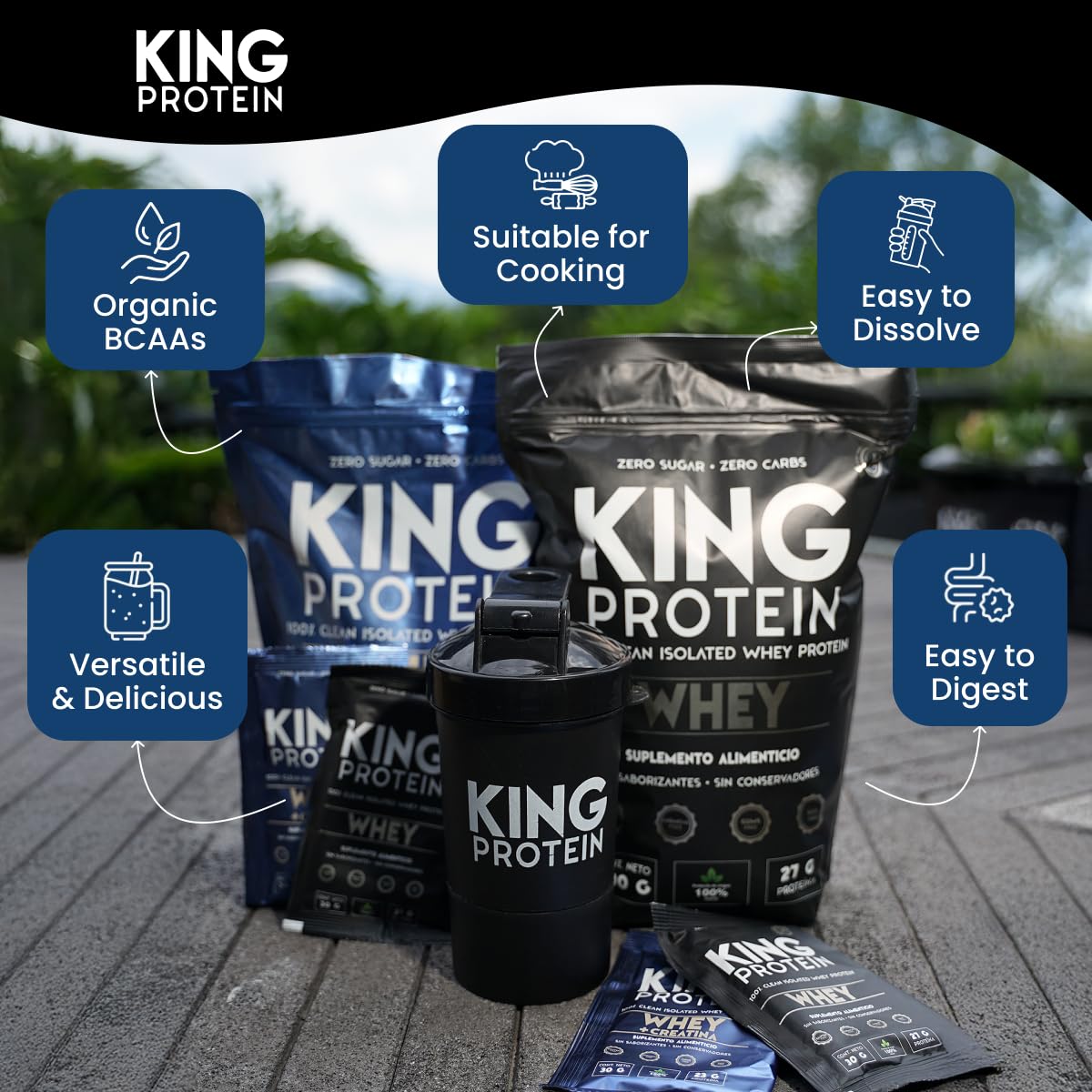 KING Protein Clean Unflavored Whey Isolate Protein Powder with Creatine | 23g plus 5g Creatine & Organic BCAA per Serving | 100% Natural | No Carbs | Preservatives, GMO, Soy & Gluten Free, 30 Servings