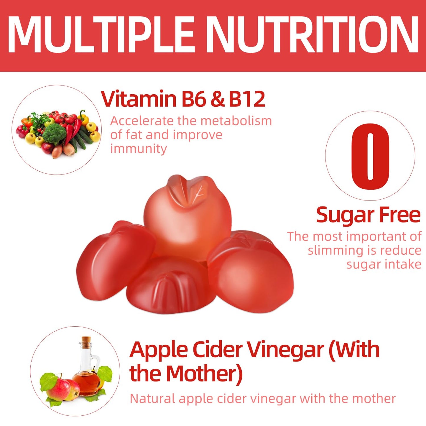 Keto ACV Gummies, Advanced Weight Loss Sugar Free 1000mg Apple Cider Vinegar Gummies with the Mother,Vitamin B6,B12 & Iodine Supplement for Women and Men for Digestion, Metabolism,Cleanse & Detox Diet