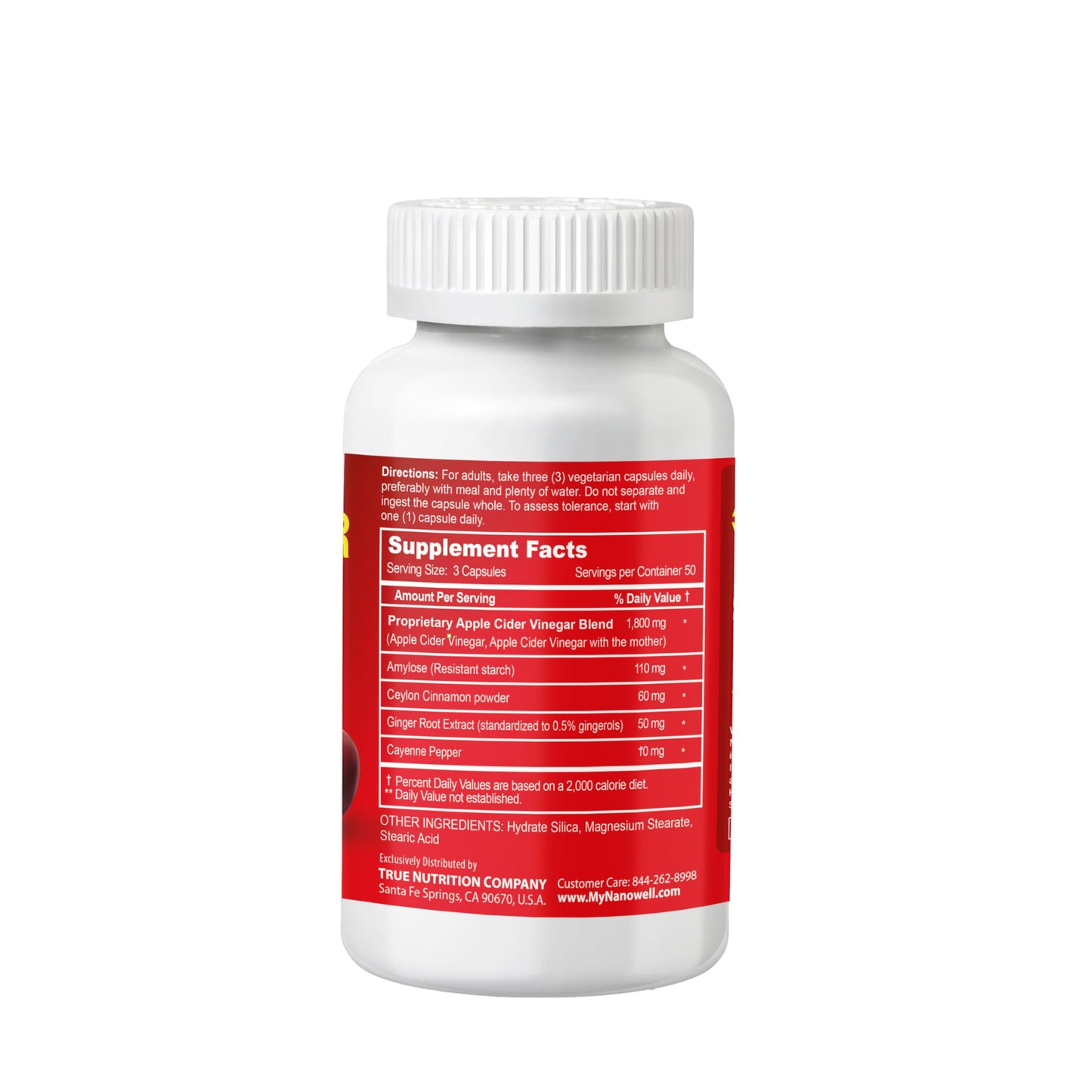 NANOWELL Apple Cider Vinegar Max with The Mother - Detox & Wellness Supplement with 1,800 mg Proprietary Blend with Ceylon Cinnamon, Ginger & Cayenne - 150 Capsules, 50 Day Supply
