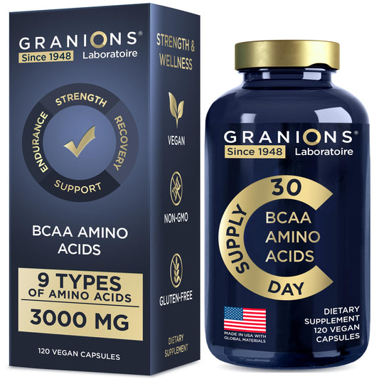 Essential Amino Acids Supplement for Men & Women - All 9 BCAAs EAA Supplements Formula - Leucine Amino Acid, Lysine, Tryptophan, Advanced Amino Energy & Muscle Recovery - 120 Vegan BCAA Capsules