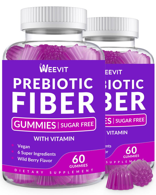 WEEVIT Prebiotic Fiber Gummies for Adults - Zero Sugar Added- 8g Fiber Supplement with Prebiotic Digestive Blend for Fulfill, Metabolism, Gut & Digestive
