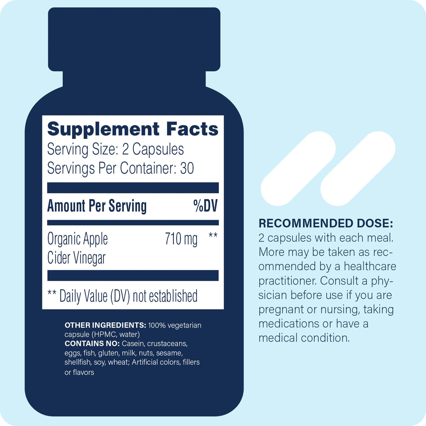 Enzyme Science Apple Cider Vinegar, 60 Capsules - Organic ACV Supplement, for Digestive Health