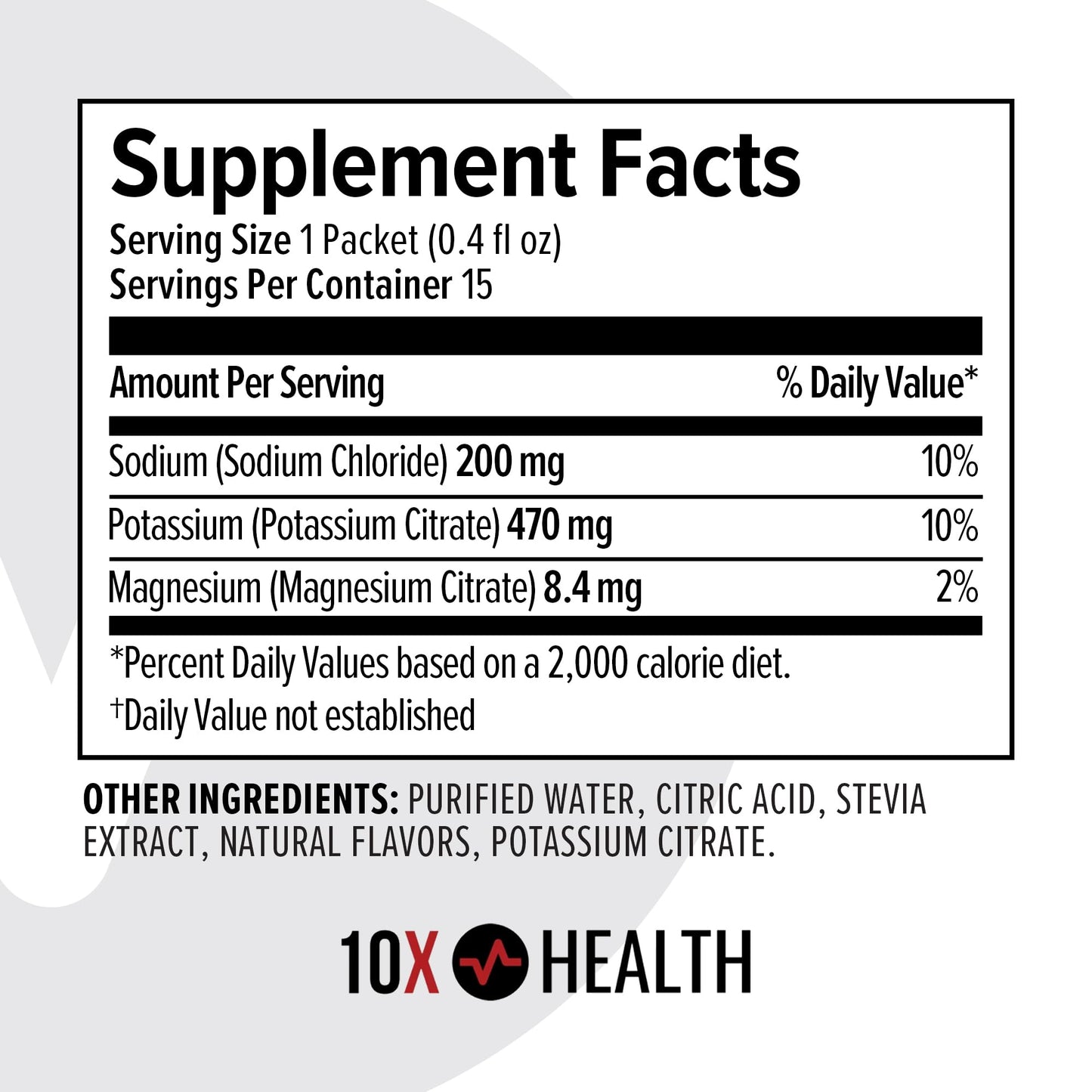 10X Health Hydration Packets Wave Crusher Electrolyte Drink Mix Liquid 15 Stickpacks with Magnesium Citrate, Sodium & Potassium - Natural Flavored Electrolyte