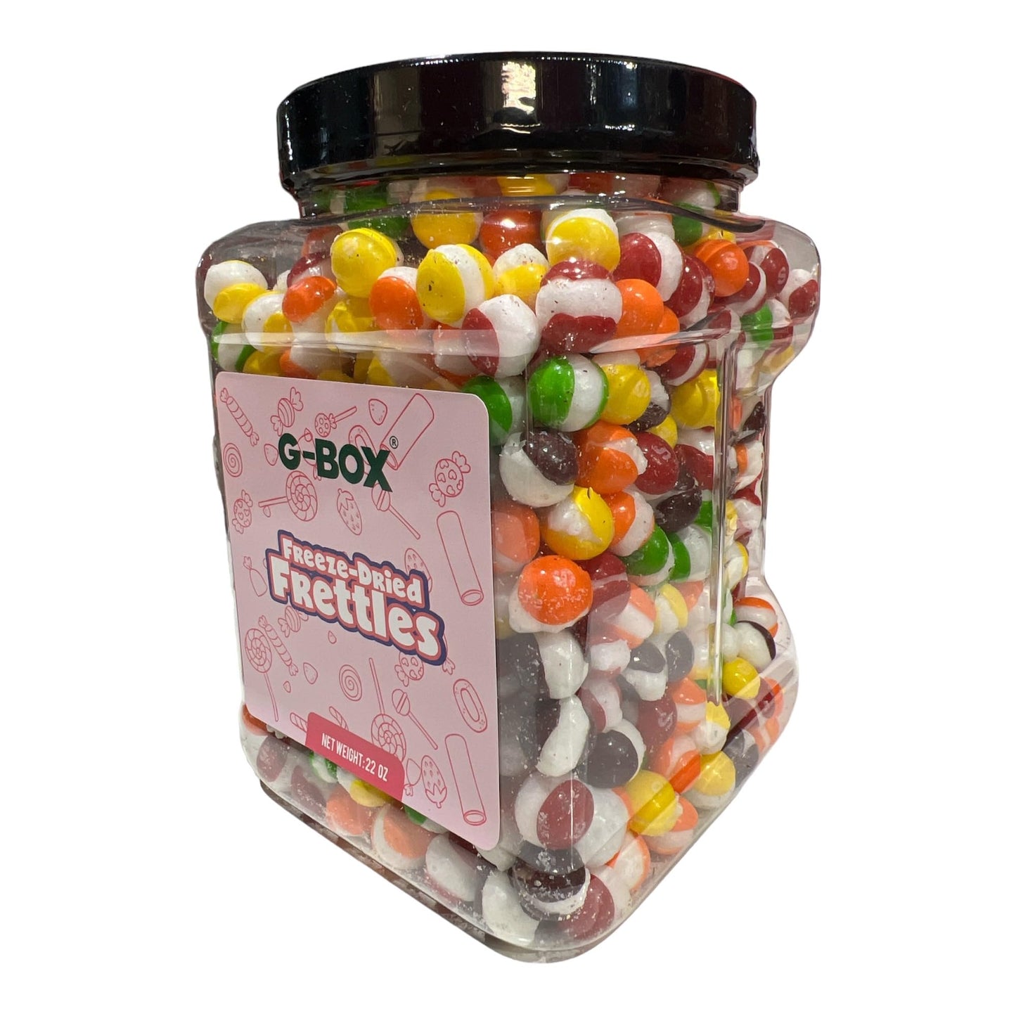 GBOX 22 OZ Freeze Dried Frettles Delightful Crunchy Fruity Flavorful Burst Airtight Sealed in a Grip Jar