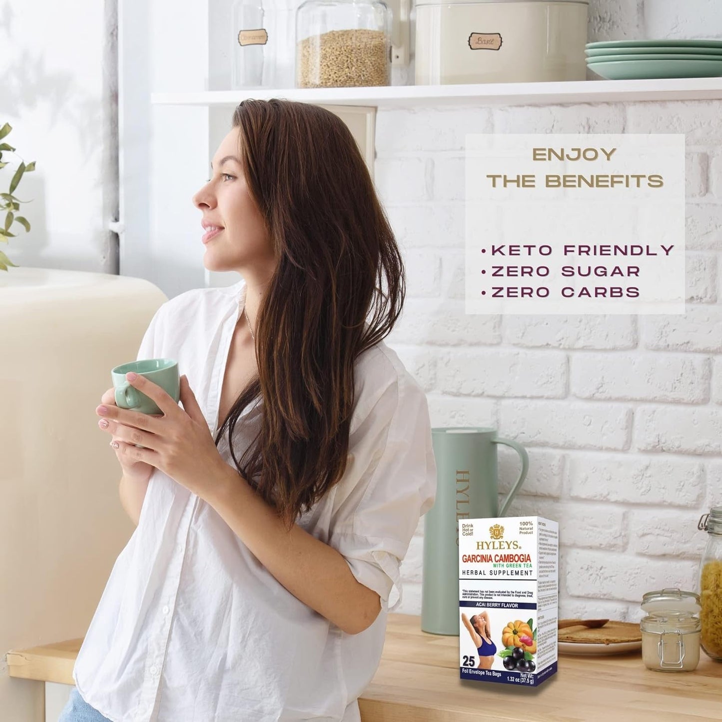HYLEYS Tea Garcinia Cambogia Green Tea with Acai Berry Flavor - 25 Tea Bags