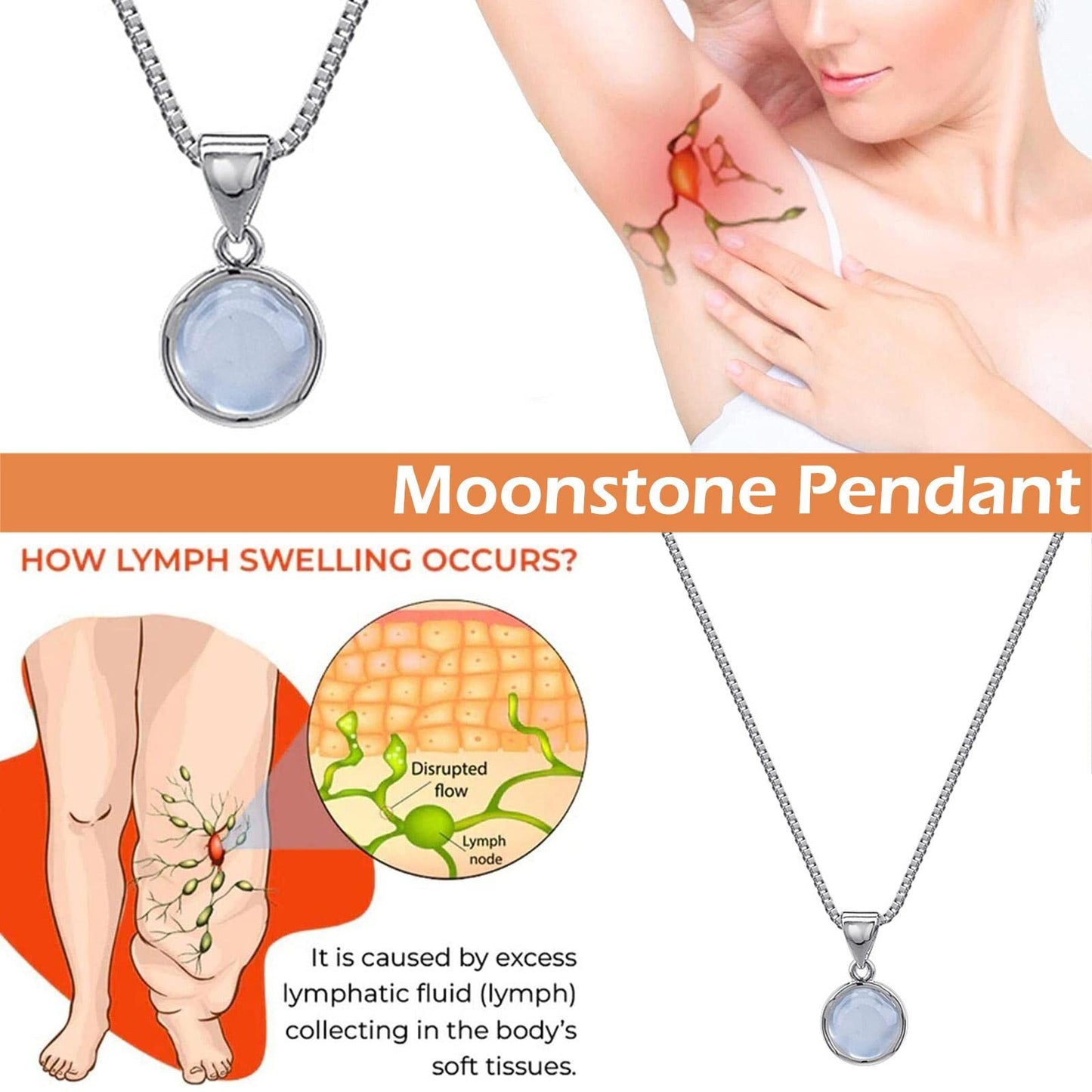 DHliIQQ Crystio Moonstone Therapeutic Neckchain,Lymph Detox Slimming Neckchain,Moon Stones Necklaces Jewelry for Women