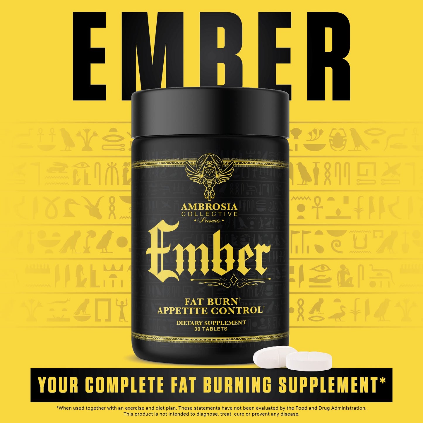 Ambrosia Ember™ Thermogenic Fat Burner & Appetite Support Supplement Pills for Healthy Weight Management, Appetite Support for Men and Women with CapsiMax™, African Mango, and CoQ10