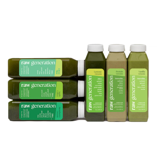Raw Generation 1-Day Lower Sugar Detox Cleanse - Beginner Juice Cleanse | Boost Digestion & Eliminate Bloating | Full Body Detox | Less Sugar & 47g Protein Daily | Non-GMO, 100% Plant-Based Juices