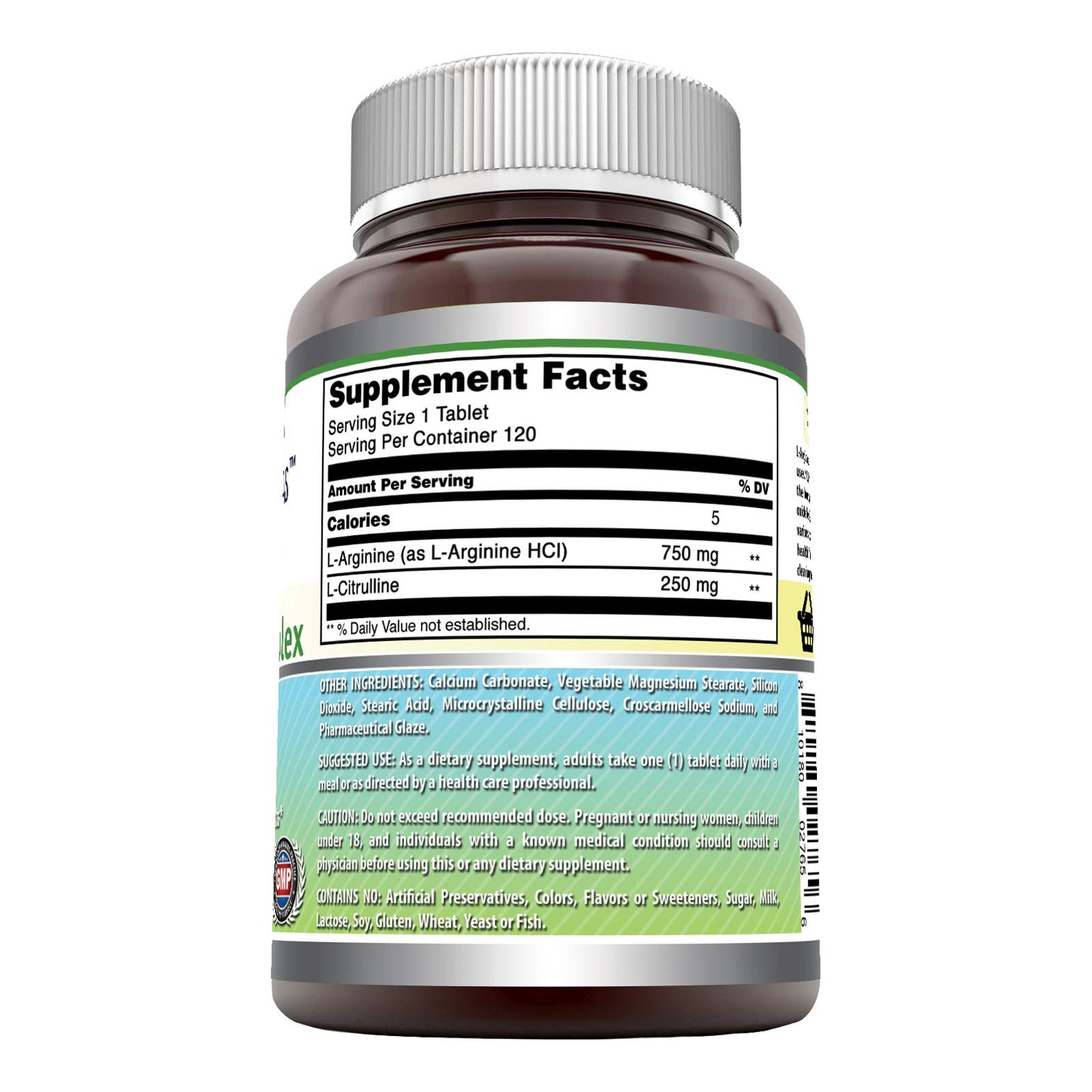 Amazing Formulas L-Arginine/L-Citrulline Complex 1000mg Tablets Supplement | Non-GMO | Gluten Free | Made in USA (120 Count | 2 Pack)