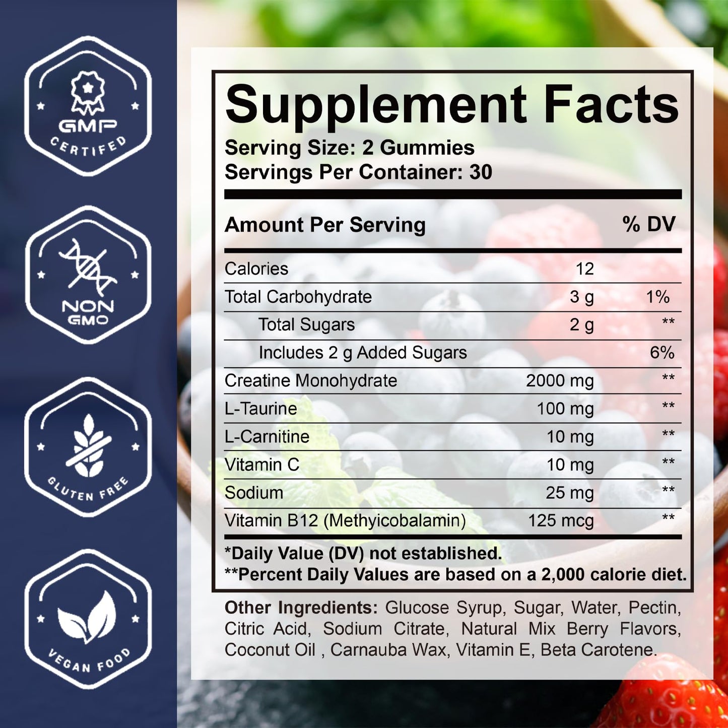 Creatine Chewable Gummies - 2000mg Creatine Monohydrate Tablet Chews, Fast Absorbing, Easy Digesting Chews for Men and Women, Improve Recovery, Build Muscle, Strength & Endurance - 120Count, 2pack