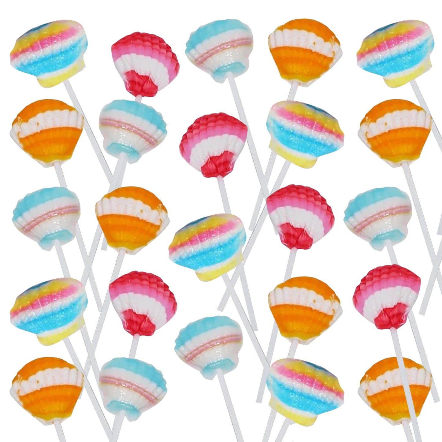 Seashell Candy Lollipops  24 Suckers Individually Wrapped Bulk  Great for Mermaid Party Favors  Beach  Ocean Themed  Candy Buffet  Cake Toppers  Birthday Candy for Kids