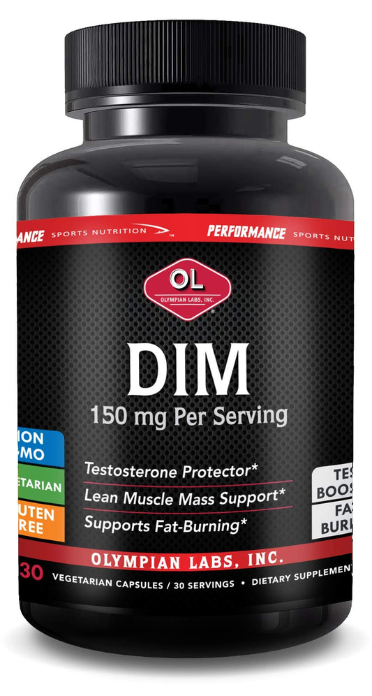 Olympian Labs DIM 150mg - DIM Diindolylmethane Supplement Capsules Supporting Hormone Balance, Clear Skin, PCOS, & Aid in Fitness Regimes - 30 Capsules (30 Day Supply)