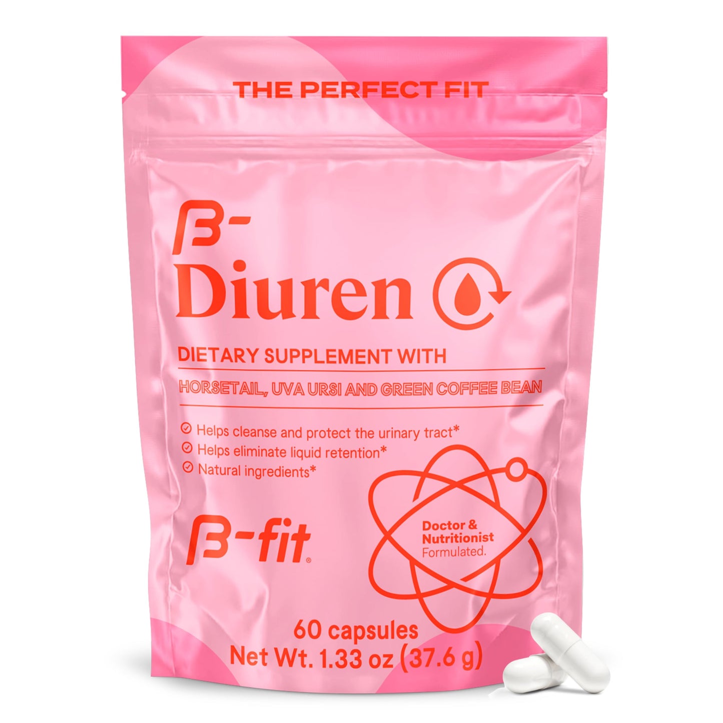 B-FIT B Diuren - Diuretic Capsules with Caffeine, Horsetail Herb and Uva Ursi - 60 Capsules with Natural Extracts - Horsetail Supplement - Best Diuretics for Water Retention