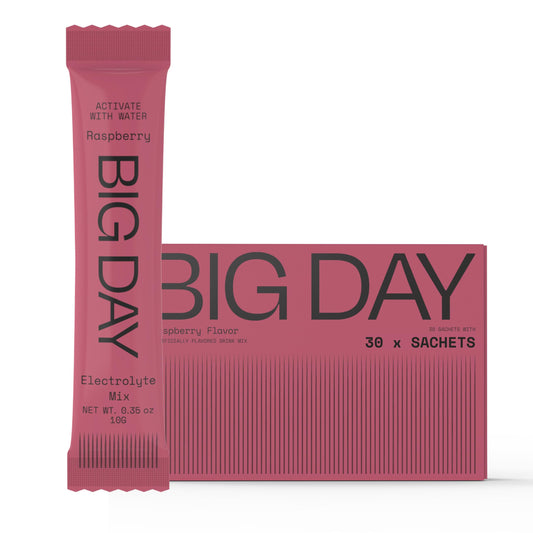 Big Day-Hydration Sachets |Sugar-Free Electrolytes Powder for Peak Performance |30-pack of 10g sachets |Science-Backed Recovery Drink-Raspberry Flavor