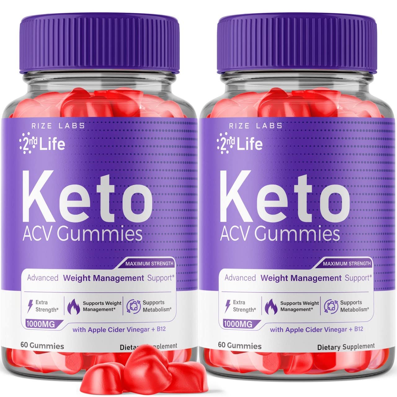rize labs - 2nd Life Keto ACV Gummies for Advanced Weight Loss Pro Burn Keto Gummies with Apple Cider Vinegar Supplement Belly Fat Extra Strength (120 Gummies)