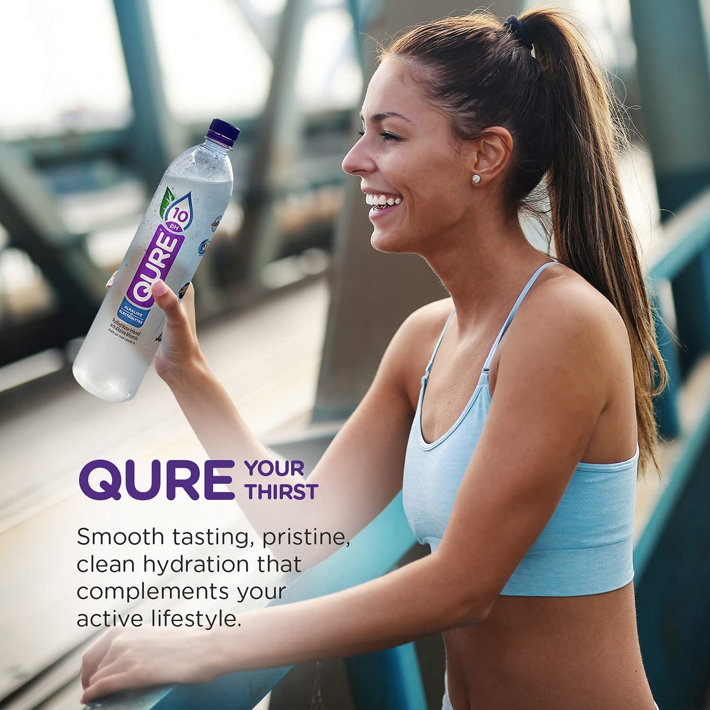 QURE Water Premium 10 pH Ionized Alkaline Bottled Water Silky Smooth Taste Infused with Electrolytes 169 fl oz 500 mL Pack of 24