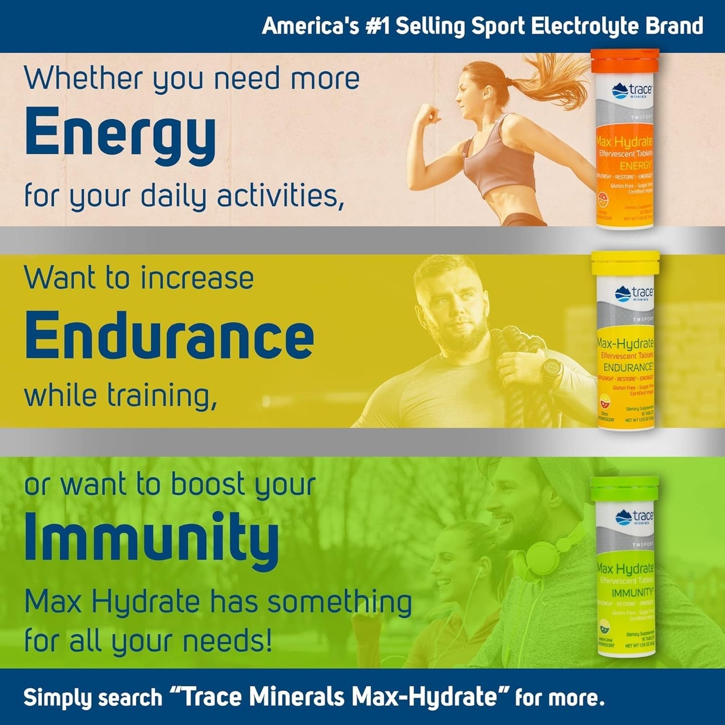 Trace Minerals Max-Hydrate Immunity - Electrolyte Drink Supplement for Immune Health & Hydration Support - Vitality Supplement to Aid Muscle Cramp Relief - Lemon Lime, 8 Containers (80 Servings)