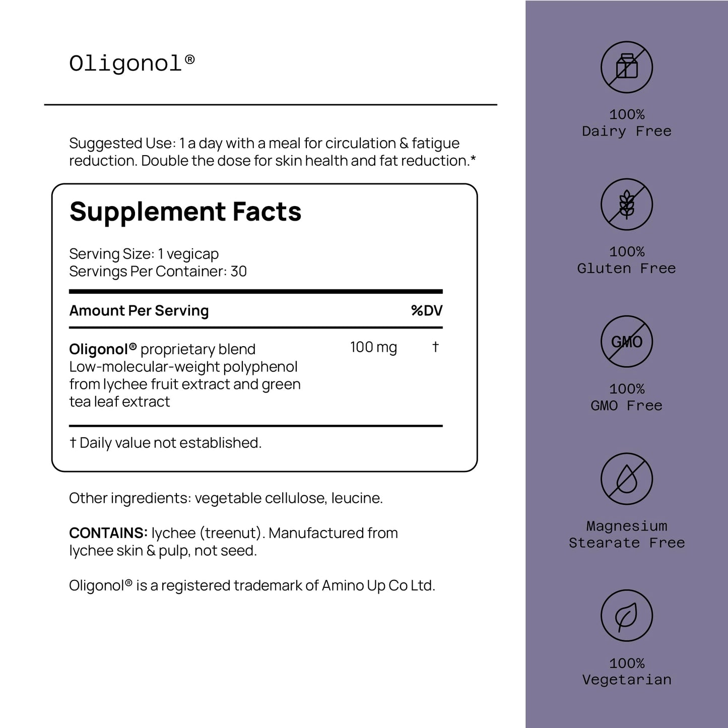 Quality of Life - Premium Anti Aging Supplement- Promotes Cardiovascular Health, Circulation & Youth - Oligonol - Includes Antioxidants- Lychee Fruit Extract - 30 Vegicaps