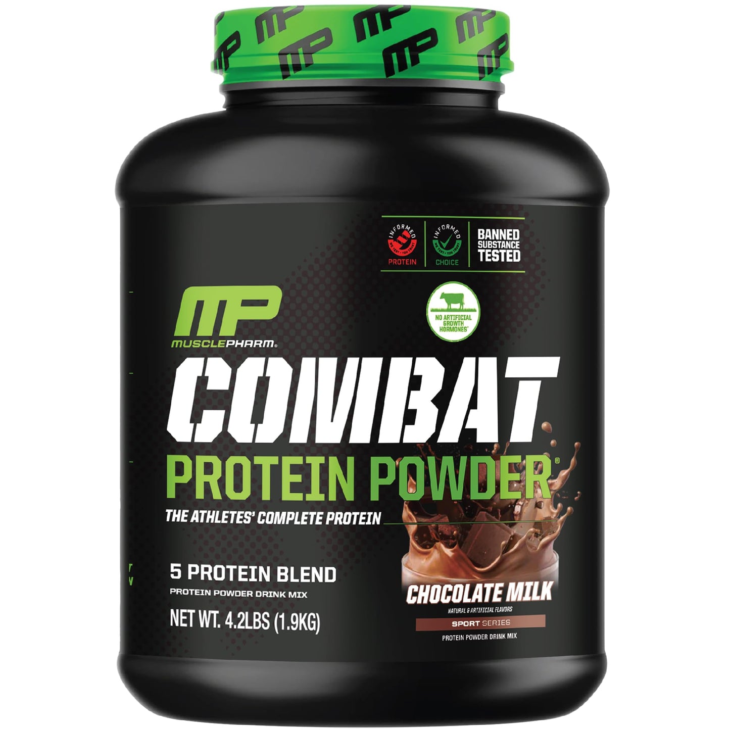 MusclePharm Combat Protein Powder, Chocolate Milk Flavor, Fuels Muscles for Productive Workouts, 5 Protein Sources including Whey Protein Isolate & Egg Albumin, Gluten Free, 4.2 lb, 52 Servings