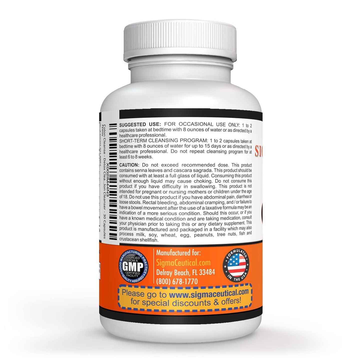 Sigmaceutical 1 Day Colon Cleanse - Detox Cleanse - Bowel Cleanse & Laxative - Bowel Detox - Colon Cleanser & Detox - 30 Capsules