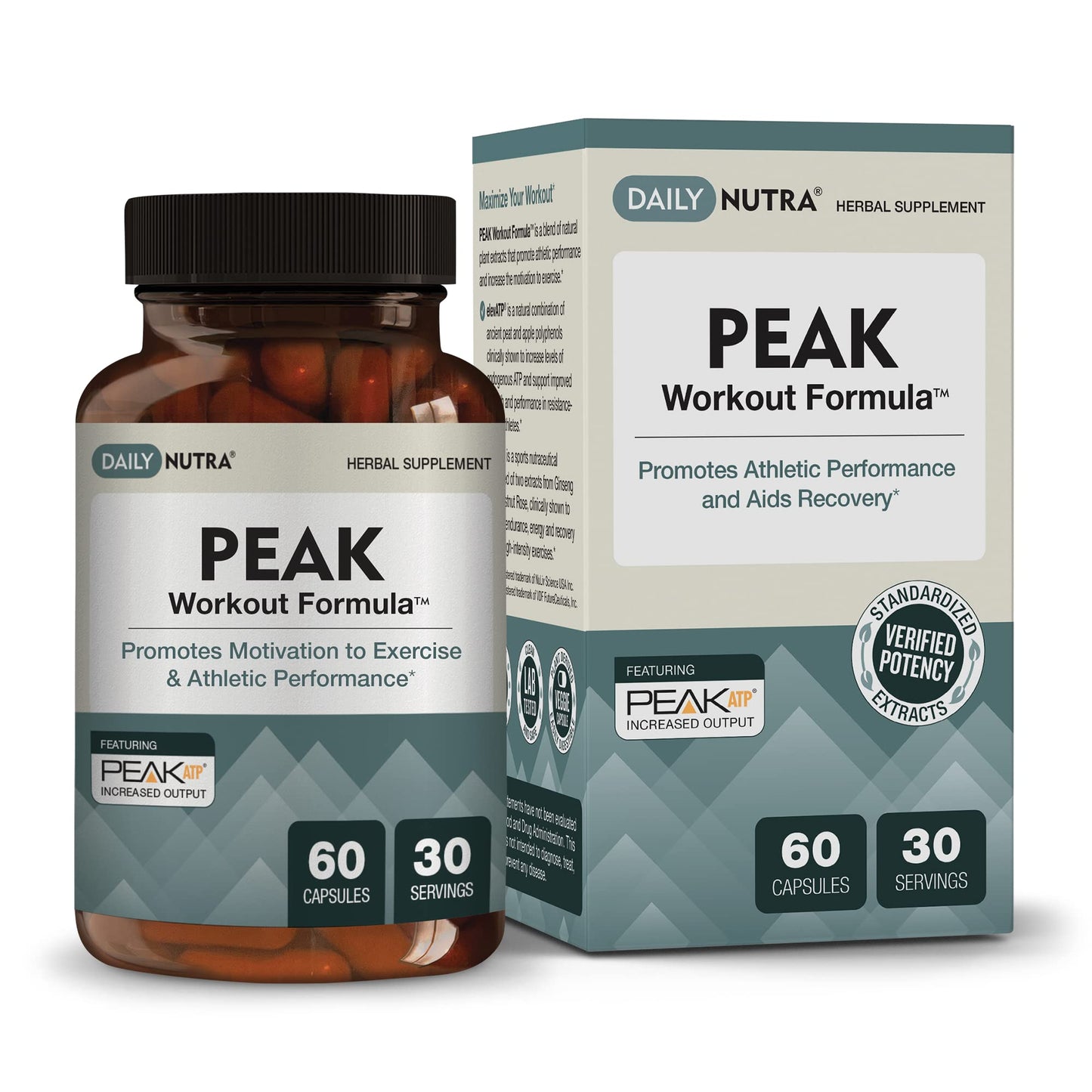 Peak Workout Formula - Refuel Motivation and Exercise Output | Pre-Workout and Recovery Supplement Featuring ATP, Boswellia, Ashwagandha, Green Tea Extract & Piperine (60 Capsules)