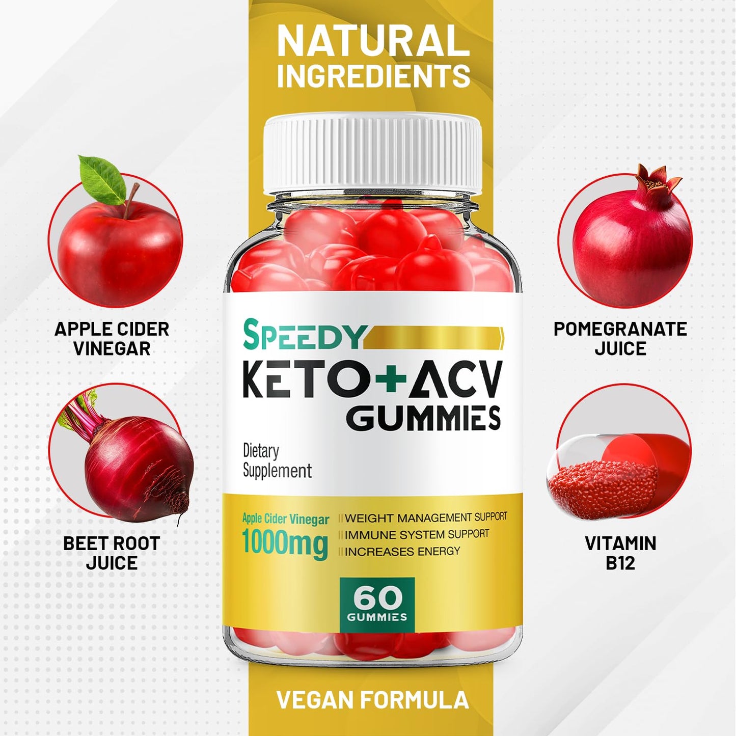 (5 Pack) Speedy Keto ACV Gummies - Advanced Formula Speedy Keto Plus ACV Gummies Apple Cider Vinegar Speedy ACV Dietary Supplement Men Women (300 Gummies)