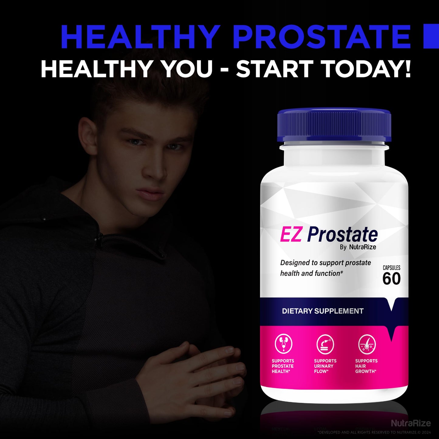 NutraRize (3 Pack) EZ Prostate Capsules, All-Natural Formula to Maintain Prostate Health, Premium E Z Prostate Support Pills, Official EZProstate Pastillas Review (180 Capsules)